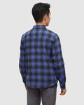 Tentree Mens Forest Flannel Shirt Button Up Shirt - Midnight Blue Dusk Plaid