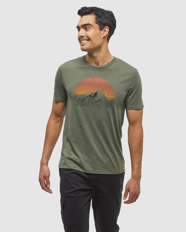 Tentree Mens Vintage Sunset T-Shirt - Deep Olive Heather Terra