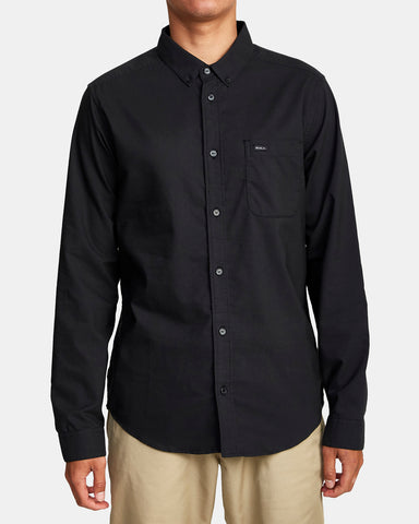 RVCA Mens Thatll Do Stretch Long Sleeve Shirt - Black