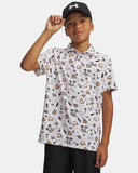 Under Armour Boys' UA Matchplay Printed Polo - White / Orange Bloc / Castlerock - 100
