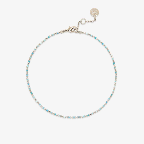 Pura Vida Dainty Enamel Chain Anklet ~ Silver