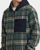 RVCA Mens Del Mar Sherpa Zip Hoodie - Balsam Green