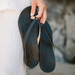 OluKai Womens Honu Leather Beach Sandals - Black