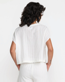 RVCA Womens Vista Tie Front Coverup Top - Cloud