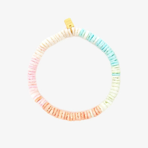 Pura Vida Pastel Puka Stretch Bracelet ~ Gold