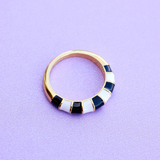 Pura Vida Striped Enamel Ring ~ Gold