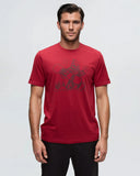 Tentree Mens Sasquatch Sends It T-Shirt - Crimson/ Meteorite Black