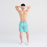 Saxx Mens Oh Buoy Stretch Volley 7" Swim Short - Sharkskin - Turquoise