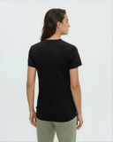 Tentree Women's Lake Life Logo T-Shirt - Meteorite Black Sand Stone
