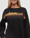 Tentree Women's Retro Treeline Crew - Meteorite Black / Harvest Gold