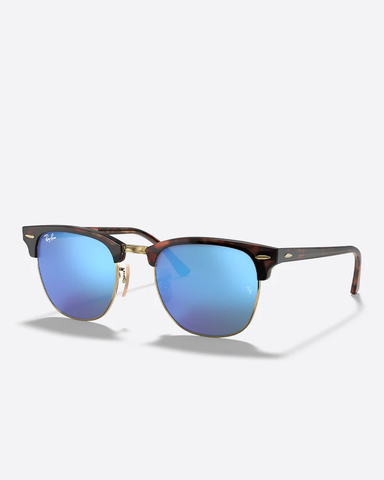 Ray-Ban Clubmaster Sunglasses - Sand Havana W/ Grey Blue Mirror