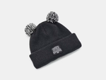 Under Armour Girls' Halftime Double Pom Beanie - Black / Jet Gray