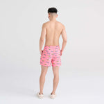 Saxx Mens Oh Buoy Stretch Volley 5" Swim Short - Trophy Catch - Flamingo