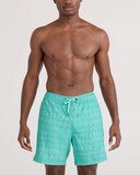 Saxx Mens Oh Buoy 2N1  Volley 7" Swim Short - Island Lineup - Surf Blue