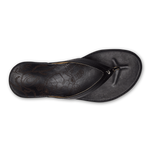 OluKai Womens Honu Leather Beach Sandals - Black