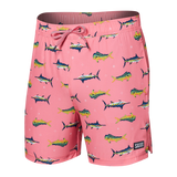 Saxx Mens Oh Buoy Stretch Volley 5" Swim Short - Trophy Catch - Flamingo