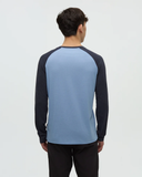Tentree Men's TreeBlend Baker Henley Longsleeve - Lakeside Blue Heather Midnight Blue Heather