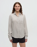 Tentree Women's Sloan Shirt - Clay Railroad Stripe