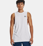 Under Armour Men's UA Left Chest Cut-Off Tank - White / Black - 100