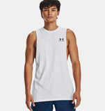 Under Armour Men's UA Left Chest Cut-Off Tank - White / Black - 100
