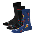Saxx Mens Whole Package 3-Pack Crew Socks - Brewdolph/Gent Stripe/Black