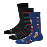 Saxx Mens Whole Package 3-Pack Crew Socks - Brewdolph/Gent Stripe/Black