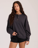 Volcom Women's Lived In Fleece Henley - Vintage Black