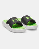 Under Armour Men's UA Ignite Pro 8 Fix Slides - Black / White / Hyper Green - 003