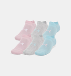 Under Armour Unisex UA Essential Cushion 6-Pack No Show Socks - Stream / Prime Pink - 494