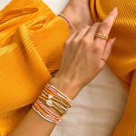 Pura Vida Mixed Seed Bead Gold Stretch Bracelet 3 PK ~ Warm Breeze