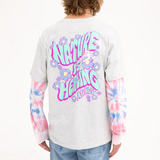 Ripndip Nature Is Healing Double Sleeve T-Shirt - Ash Heather/Pink