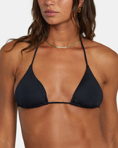 RVCA Womens Solid Halter Triangle Bikini Top