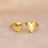 Pura Vida Two Hearts Open Ring ~ Gold