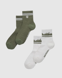 Tentree Cortes Socks (2-Pack) - White Juniper Agave Stripes
