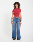 Volcom Women's Stoned Boyfriend Low Rise Jeans - WhitBlue