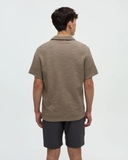 Tentree Mens Copeland Slub Cotton Shortsleeve Button Shirt - Clay Flash Stripe