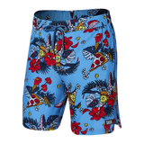 Saxx Mens Oh Buoy Stretch Volley 7" Swim Short - Hawaiian Pizza- Sky