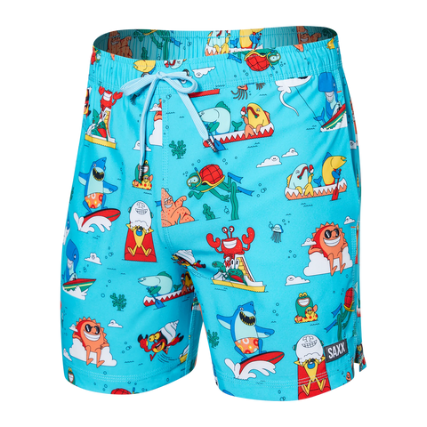Saxx Mens Oh Buoy Stretch Volley 5" Swim Short - Water Whirled