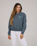 Salty Crew Womens Queen Palm Crew Fleece - Fin Blue