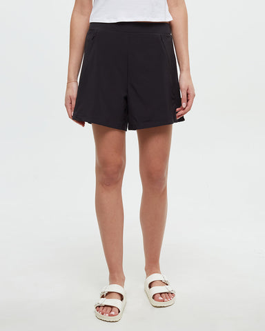 Tentree Women's Solstice Flat Front Pull-On Short - Meteorite Black