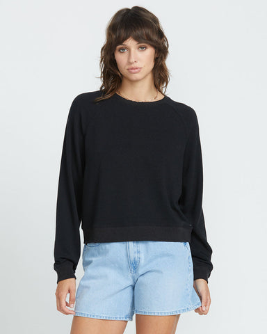 Volcom Womens Lived In Lounge Frenchie Raglan - Black