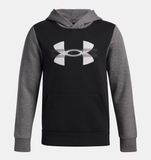 Under Armour Boys' Rival Fleece Colourblock Graphic Hoodie - Black / Castlerock Light Heather - 001