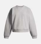 Under Armour Girls' UA Rival Fleece Oversized Crew - Mod Gray Light Heather / White - 011