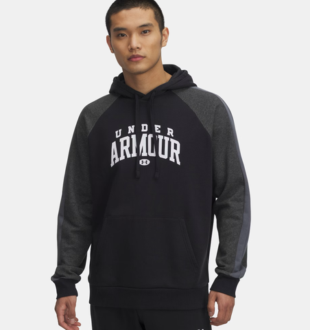 Under Armour Men's Rival Fleece Colourblock Hoodie - Black / Castlerock - 001