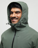 Tentree Mens Nimbus Water Repellent Hooded Rain Jacket - Deep Olive