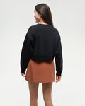 Tentree Women's Bluffs Cropped TreeFleece Oversized Cropped Crew - Meteorite Black