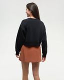 Tentree Women's Bluffs Cropped TreeFleece Oversized Cropped Crew - Meteorite Black