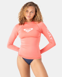 Roxy Women's Whole Hearted Long Sleeve Rashguard - Hotcoral