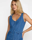 RVCA Womens Lainey Mini Dress - Crystal Blue Denim