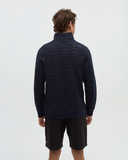 Tentree Mens Powell Slub Cotton Quart Zip Sweater - Midnight Blue Flash Stripe